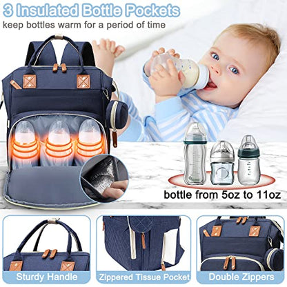 SHITIESHOU Diaper Bag Backpack Baby Bag, Baby Girl Boy Diaper Bag for Dad Mom with Pad, 16 Pockets, Pacifier Case, Large Diaper Bags Unisex for Travel (Blue) - color: Dark Blue1
