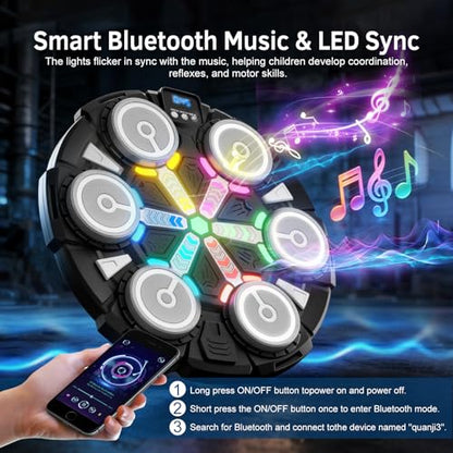 Music Boxing Machine, Wall Mounted Punching Bag with Bluetooth, Boxing Training Workout Equipment with Gloves, Ideal Gift for Kids and Adults, Home, Office and Gym - color: Colorful