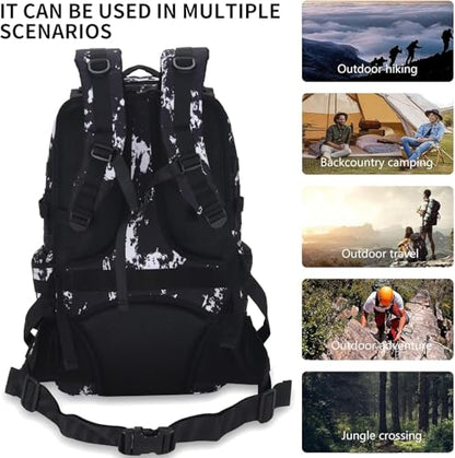 50L Military Tactical Backpack 3 Day Assault Pack Molle Daypack Hiking Backpack for Men and Women - color: Black-white Lightning