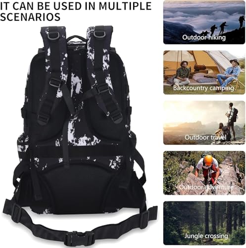 50L Military Tactical Backpack 3 Day Assault Pack Molle Daypack Hiking Backpack for Men and Women - color: Black-white Lightning