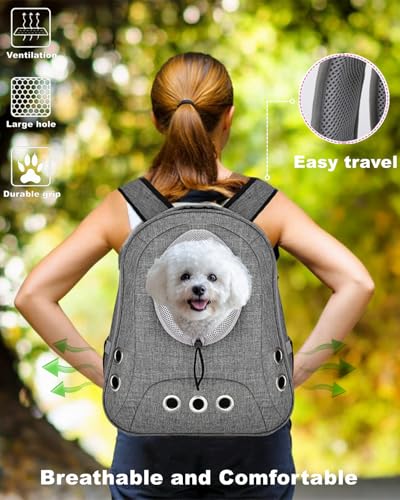 Small Dog Cat Chest Backpack Carrier,Large Space Ventilated Front Facing Backpack Carrier for Puppy,Lightweight Doggy Backpack for Hiking,Camping,Travel,Outdoor,Max 12 lbs(‌Gray) - color: ‌Gray