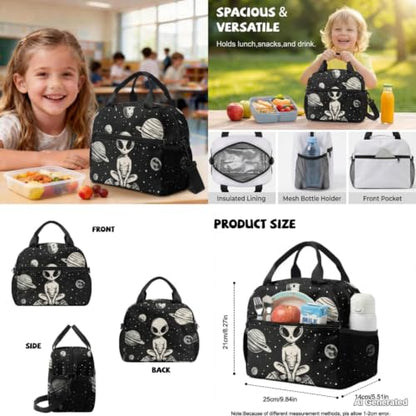 Alien Backpack for Boys 6-8 Kids Backpack for School Boys Bookbag with Lunch Box Water Bottle Holder Pencil Case 4PCS Set Teen Backpacks for Kindergarten Primary School Bag with Handle - color: Alien