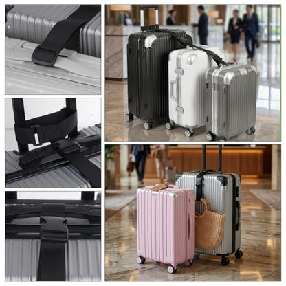2 Pack Luggage Straps for Suitcases Adjustable Belt Luggage Connector Straps to Attach Backpack to Trolley, Connect 3 Bags Together for Travel
