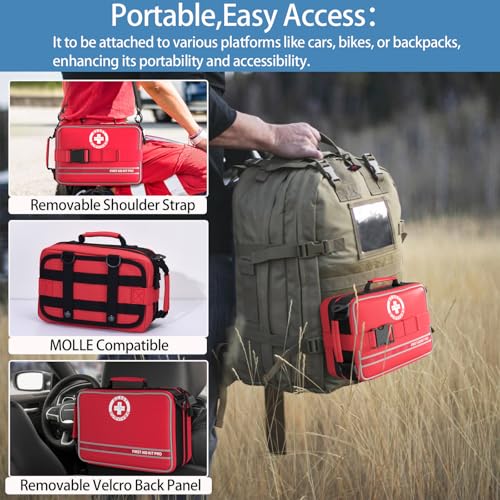 Comprehensive First Aid Kit for Home, Premium Emergency Trauma Kits with Shoulder Strap for Car Camping Gear, Waterproof Survival Kit, Home Essentials, Outdoor Emergency Medical Supplies -324 Piece - size: Max