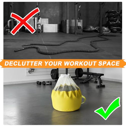 J Bryant Extra Large Battle Rope Storage Bag – Heavy-Duty Carry Sack for Training Ropes, Jump Ropes & Gym Accessories - color: Yellow