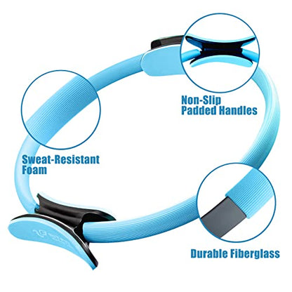 RitFit Pilates Ring Circle - 14 Inch Magic Fitness Circle for Toning Inner & Outer Thighs, Bonus Workout Guide Included - style: Blue