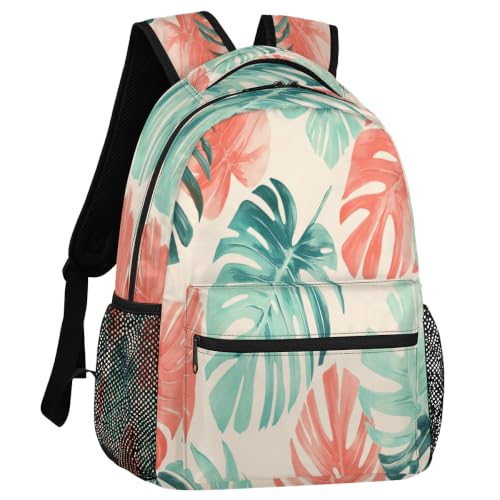 Tropical Plant Leaf Womens Travel Backpack | 15.6 Inch Laptop Backpack, Lightweight Casual Daypack, Water Resistant, Cute Work Backpacks, Large Capacity - color: Multicolor10