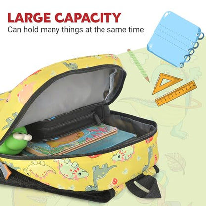 Kids Backpack for Girls Boys - 15 Inch Dinosaur Childrens Backpack Cute School Bag Kindergarten Backpack for Ages 3-8, Yellow - color: Yellow