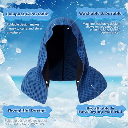 Honoson 20 Pcs12x25 Inch Cooling Hoodie Towel Bulk for Neck and Face 40x12 Inch Quick Dry Sweat Towels Instant Ice Cold Towel for Hot Weather Run Yoga Gym(Dark Gray, Light Gray, Dark Blue, Light Blue) - color: Dark Gray, Light Gray, Dark Blue, Light Blue