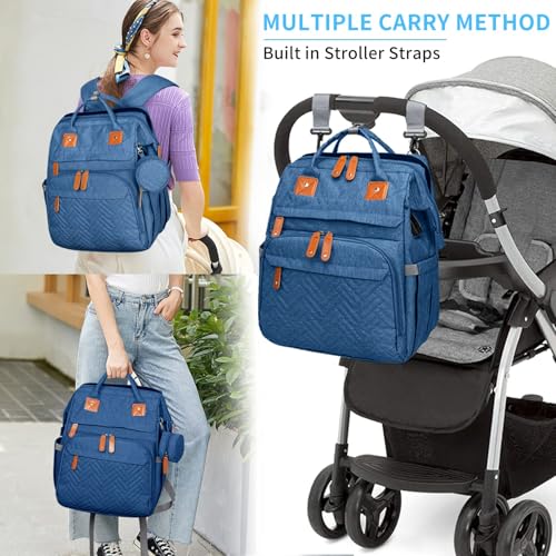 KABAQOO Diaper Bag Backpack with Detachable Changing Station, Large Capacity Baby Diaper Bags for Boys & Girls, Baby Registry Search Stuff & Shower Gifts, Newborn Essentials Must Haves, Blue - color: Blue
