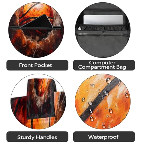 Large Backpack with 15.6 Inch Laptop Compartment, Ball Basketball Painting Adult Backpack for Work, Travel & School College Boys Girls - color: Ball Basketball Painting