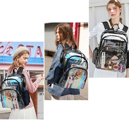 Clear Backpack, Clear Bag Stadium Large See Through Bookbag Heavy Duty PVC Transparent Backpacks for School - color: Purple-1pack