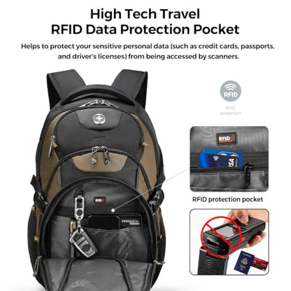 Swissdigital Design Travel Laptop Backpack for Men with USB SD803-34 - color: Tan/Black