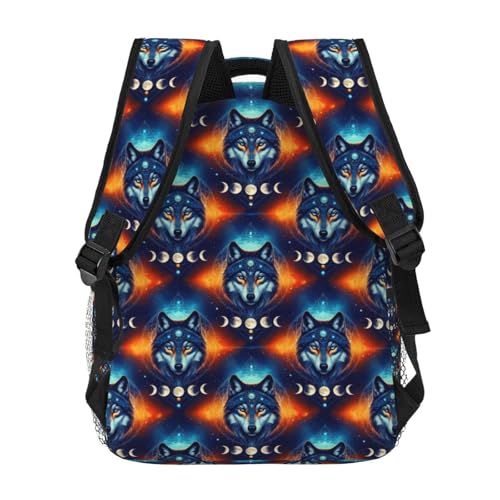 Laptop Backpack Galaxy Wolf Night Sky Space Moon, Water Resistant Office Commuter Daypack with Inner Pocket for Business and Travel - color: Pattern (230)