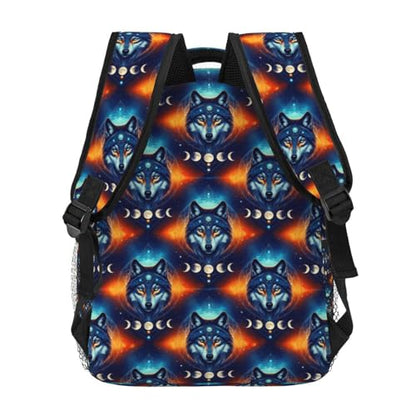 Laptop Backpack Galaxy Wolf Night Sky Space Moon, Water Resistant Office Commuter Daypack with Inner Pocket for Business and Travel - color: Pattern (230)