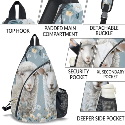 Pickleball Bag for Women Men Adjustable Crossbody Sling Backpack Hold Pickleball Paddle Water Bottle - color: Multicolor 3