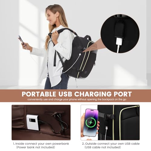 LOVEVOOK Travel Backpack for Women, 40L Carry On Backpack with 3 Packing Cubes,TSA Personal Item Travel Bag Airline Approved, Water Resistant Weekender Overnight Luggage Daypack, Fits 17 Inch Laptop - color: C-black, size: Large - 17.3 Inch - 40L - 3 Pcs