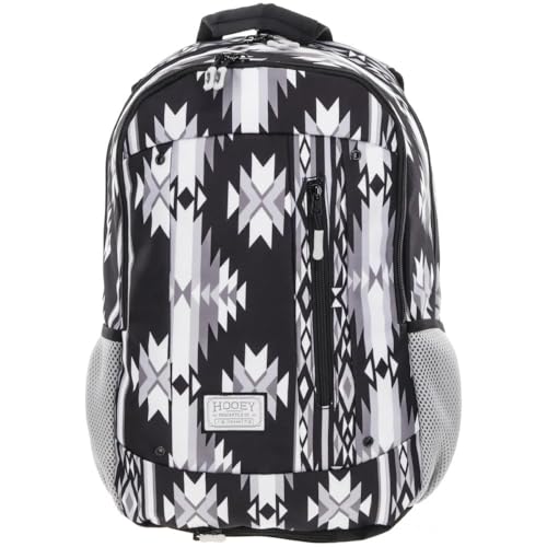 HOOEY Rockstar 20L Backpack - Compact Travel Backpack with Laptop Sleeve - Lightweight, Durable Daypack for Commuting, Hiking & Outdoor Use - Unisex Design (Black/Grey Aztec) - color: Black/Grey Aztec
