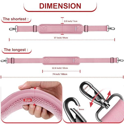 ZINZ 74" Shoulder Strap with Fixed Pad and Dual Balanced Buckles，Pink - color: Pink