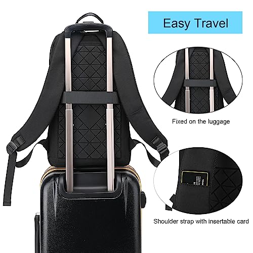 AUGUR Business Slim Backpack for Men Women 15.6 inch Water Resistant Laptop Backpack with USB Charger Computer Notebooks Lightweight Small Backpacks For School/Travel/Business/Work/College Bag - color: 1505 15.6 Inch Black