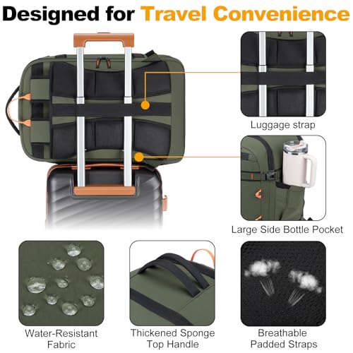 40L Travel Backpack,TSA Approved Carry On Backpack,Business Work Bag with Wet/Dry Compartment, Fits 17.3" Laptop, Duffel Bag for Men Women(ArmyGreen) - color: Armygreen