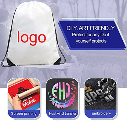 BeeGreen 20 Packs White Drawstring Backpack Bags Wholesale Bulk Cinch Bags Heavy Duty String Backpack Machine Washable Lightweight Sackpack Outdoor Sport Bags for Women Men - color: White