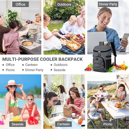NECKORY Cooler Backpack, Lightweight and Soft Backpack Cooler for Men Women, Insulated Lunch Bag for Camping Traveling Hiking - color: Gray