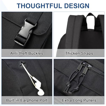 VASCHY Backpack for Men, Unisex Large Fashion Schoolbag Book bag Rucksack for High School/College/Work/Travel/Commuter Black - color: Black