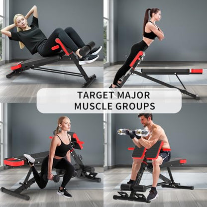 K KiNGKANG Adjustable Weight Bench,Multi-Functional Roman Chair for Full All-in-One Body Workout Hyper Back Extension and Sit up - color: Black