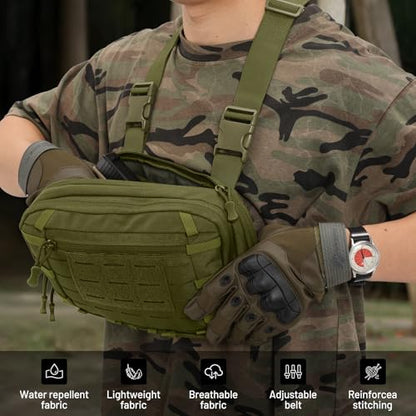 Tactical EDC Chest Bag Utility Molle Chest Rig Pouch with CCW Compartment Adjustable Strap Outdoor Chest Pack - color: Amy Green