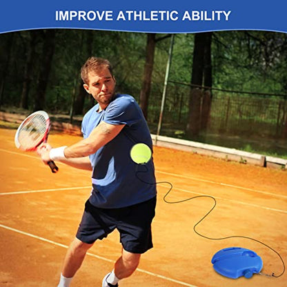 Tennis Trainer Rebound Ball for Self Practice, 3 Balls with String, Anti-Tangle Hook, Vibration Dampeners, Overgrip, Color Box