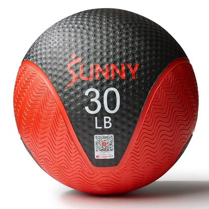 Sunny Health & Fitness Medicine Ball, Textured Rubber, Core Strength & Balance Training, Bouncing, Weight for Home Workouts 4,6,8,10,12,15,20,25,30LB Options - size: 30 LB