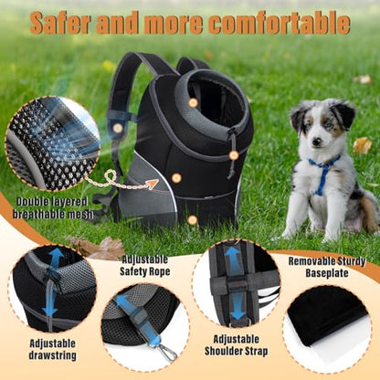 YUDODO Dog Front Carrier Backpack, Adjustable Breathable Pet Carrier for Small Dogs Cats, Ventilated Puppy Back Pack with Safety Belt, Lightweight Doggy Backpack for Hiking Outdoor (Black, M) - color: Black