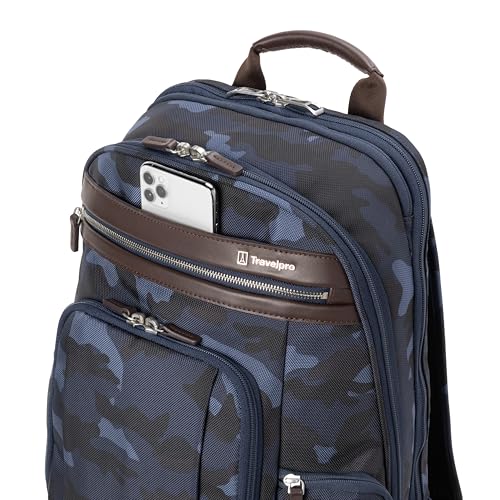 Travelpro Platinum Elite Business Laptop Travel Backpack, Fits up to 16 Inch Laptop, Water Resistant, Men and Women, Navy Camouflage - color: Navy Camouflage, size: 17.5 inches