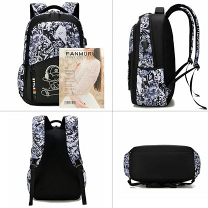 School Backpack for Boys, Kids Backpacks Laptop Backpack with USB Charging Port, Lightweight Bookbag for Elementary Middle School Bags Waterproof Travel Backpack - style: Skateboard-3