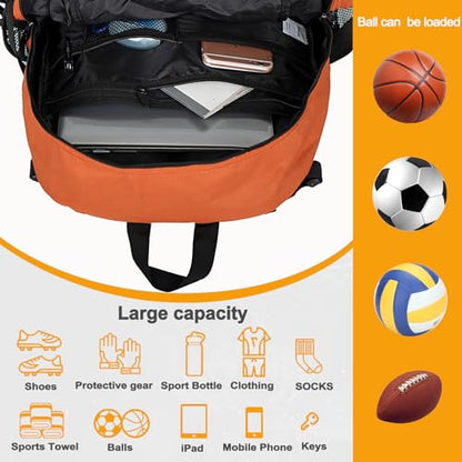 Goloni Soccer Backpack,Basketball Backpack with Ball Compartment & Shoe Compartment,Backpack for Basketball,Soccer - color: Coffee