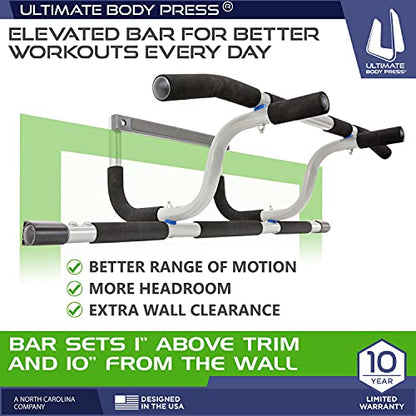 Ultimate Body Press XL Doorway Pull Up bar with Elevated bar & Adjustable Width - color: XL Doorway Pull Up Bar