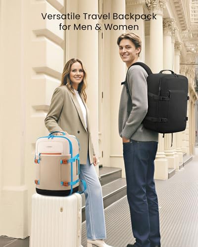 LOVEVOOK 40L Travel Backpack for Women & Men, Airline Approved Carry On Backpack with 3 Packing Cubes, TSA Personal Item Bag, Waterproof Weekender Overnight Backpack Fits 17" Laptop - color: Black, size: Large-40L-4Pcs