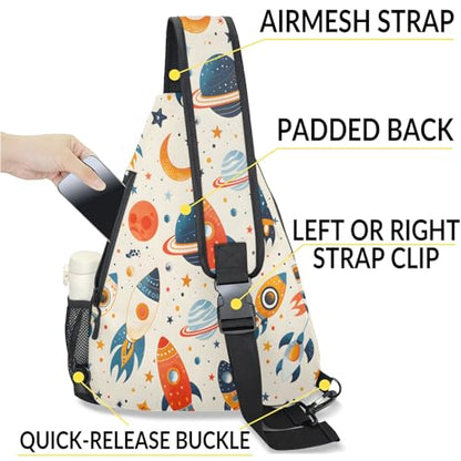 Pickleball Bag for Women Men Adjustable Crossbody Sling Backpack Hold Pickleball Paddle Water Bottle - color: Multicolor 12