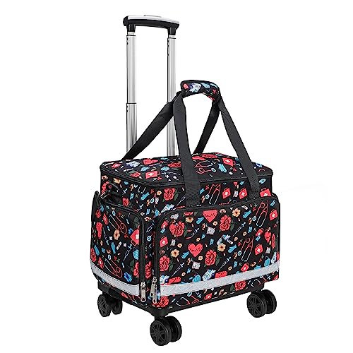 Medical Bag Rolling Roller Bag Trolley Duffel Nurses EMT CNA RN Empty for First Aid Responder Home Health Care Nursing Student Roll Duffle Bag Carry on Wheels Wheeled Work Physicians Doctor - color: Nurse