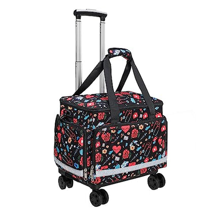 Medical Bag Rolling Roller Bag Trolley Duffel Nurses EMT CNA RN Empty for First Aid Responder Home Health Care Nursing Student Roll Duffle Bag Carry on Wheels Wheeled Work Physicians Doctor - color: Nurse
