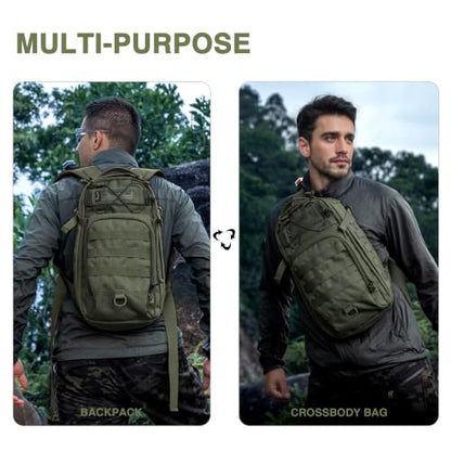 Mardingtop Small Tactical Backpack,Molle Military Rucksack Daypack for Hiking Traveling,15L Sling bag，Crossbody Bag for men - color: Ranger Green-15l