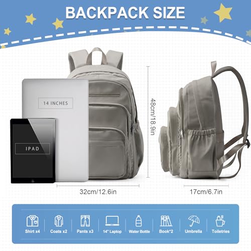 weradar School Backpack For Women Men, Lightweight Casual Daypack College Backpacks, Aesthetic Students Bookbag, Backpack With Lots Of Pockets,Cute High School Bag For Boys Girls(Gray Brown) - color: Gray Brown