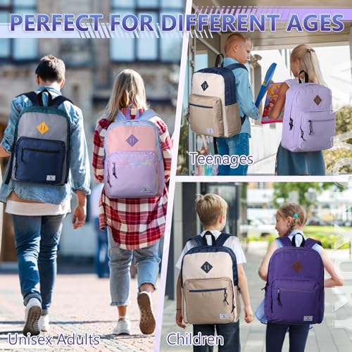 VX VONXURY Backpack for Men Women, Lightweight Kids School Bag, Classic Basic Laptop Bookbag for College Work Travel Hiking - color: Purple