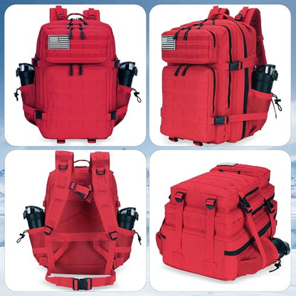 Lovelinks21 45L Tactical Assault Backpack 3 day assault pack with Molle Waterproof backpack Rucksack for Tactical Backpacks (Red) - color: Red