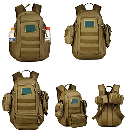 HUNTVP 10L Tactical Backpack Small Backpack Mini Daypack Military MOLLE Rucksack Gear Tactical Assault Pack Bag for Hunting Camping Trekking(10L-Jungle Camouflage) - color: Jungle Camouflage, size: 10L