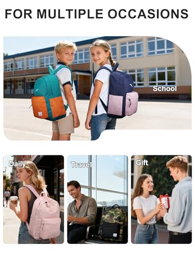 VASCHY Lightweight Backpack for School, Water Resistant Classic Bookbag with Side Pockets for Girls,Kids,Teens Blush Pink - color: Blush Pink