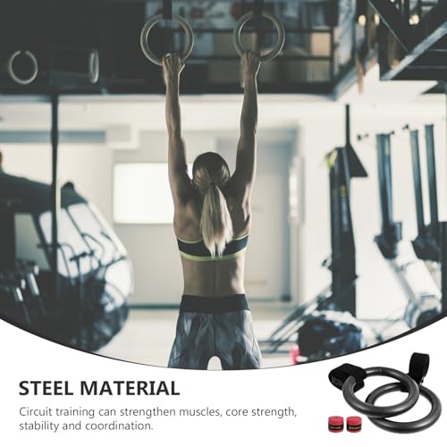 Adjustable Fitness Rings with Nylon Straps, Portable Gymnastics Rings Set for Home and Campus Workout, Sturdy Bodyweight Training Equipment for Strength and Calisthenics Random