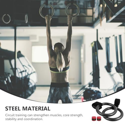 Adjustable Fitness Rings with Nylon Straps, Portable Gymnastics Rings Set for Home and Campus Workout, Sturdy Bodyweight Training Equipment for Strength and Calisthenics Random
