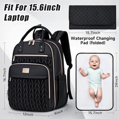 Tealari Diaper Bag Backpack,Stylish Baby Diaper Bag,Waterproof Travel Diaper Backpacks Baby Bags with Changing Pad,Stroller Straps,Insulated Pockets (Black) - color: Black